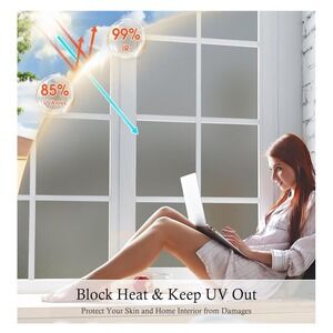 Coavas Window Film Frosted Glass Static Cling Frosting Cover 11.8 x 78.7 In Gray